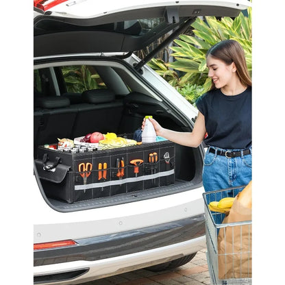 Trunk Organizer Car Accessories Trunk Storage Waterproof Collapsible Durable Multi Compartments with Foldable Cover