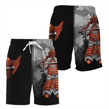 Japan Sakura Samurai beach shorts quick dry men sexy bodybuilding harajuku summer casual male gym pour Homme low waist fitness
