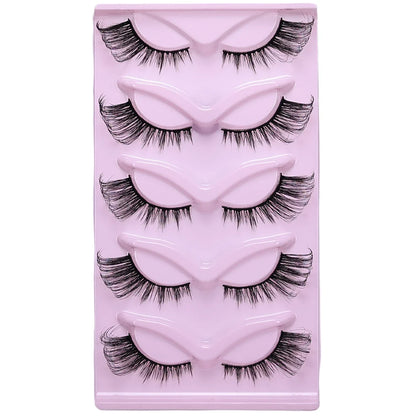 5 Pairs Cat Eye False Eyelashes Eye End Lengthening Long Curling Thick Fluffy All-match Comfortable Fake False Eyelashes
