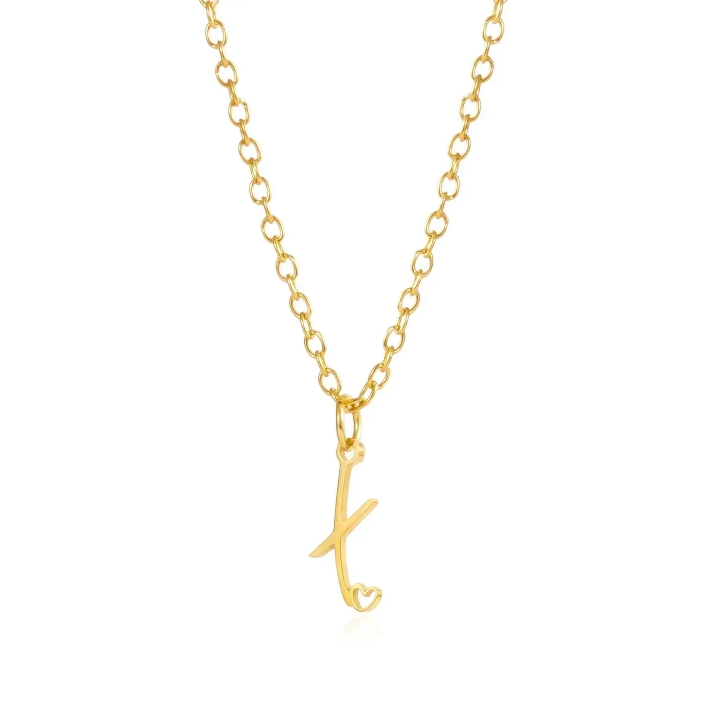26 Initial Letters Heart Pendant Stainless Steel Necklace for Women Gold Color A-Z Alphabet Choker Chain Birthday Jewelry Gift