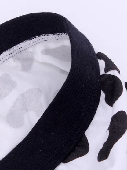 Men's Sports Boxers Underwear Black Underpants Cartoon Cow Printing Ventilate Fashion Fitness Casual Comfortable L XL XXL