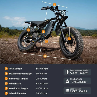 eBike Boys Fat Tire Electric Bike - 1200W Motor, 30+ MPH Speed