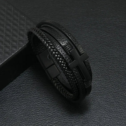 Men's Musical Symbol Leather Bracelet Vintage Creative Men's Bracelet Music Symbol Simple Leather Multi-Layer Bracelet