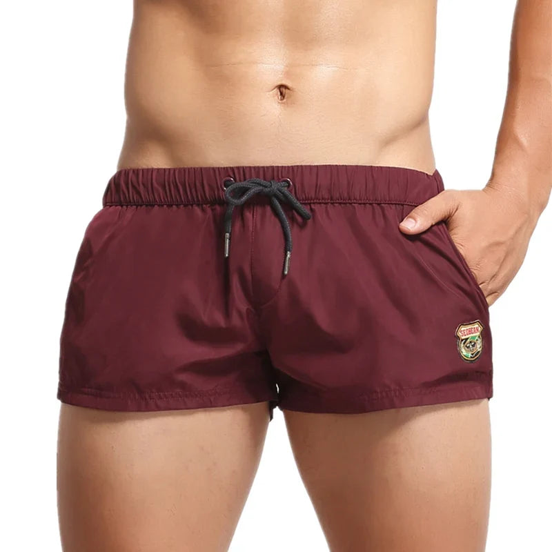SEOBEAN Men's Summer Beach Shorts Swimwear Trunks Board Short Pants Male Gym Shorts Swim Surf Fitness Quick Dry Shorts
