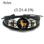 12 Zodiac Signs Leather Bracelet for Men Women Virgo Libra Scorpio Aries Taurus  Braided Rope Bracelets Birthday Gift Wholesale
