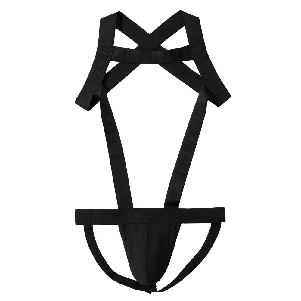 Men's Jockstrap Underwear Bodysuit Suspender Jumpsuits Sexy Lingerie Men Harness Hollow Out Bondage Elastic Hole Erotic Costume