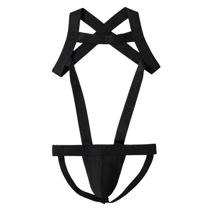 Men's Jockstrap Underwear Bodysuit Suspender Jumpsuits Sexy Lingerie Men Harness Hollow Out Bondage Elastic Hole Erotic Costume