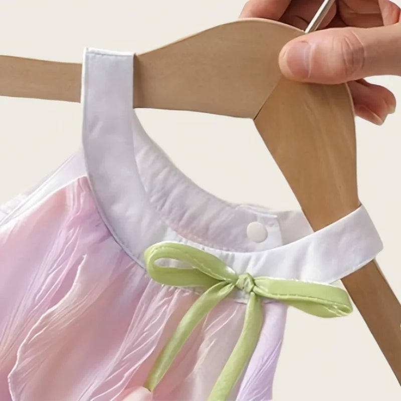 Adorable 0-24m Baby Girls Tulip Decor Bodysuit Summer Halter Sling
