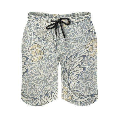 Men's Leaf Printed Pattern Casual Shorts Boys Summer Cool Hawaiian 3D Printed Casual Swim Trunks Drawstring Surfboard Shorts