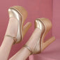 15cm Small Size 32-43 Thick Bottom Gold Red Wedding Shoes Women