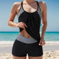 Women's Striped Cross-Back Tankini Set
