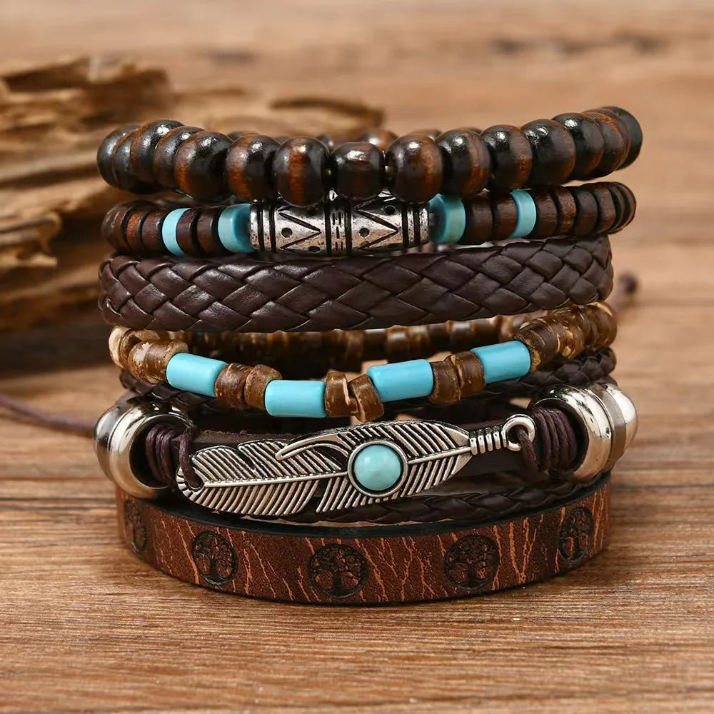 Vintage Casual 6 Pc/set Handmade Men Women Bracelets