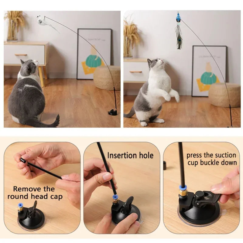 Funny Simulation Bird Cat Toy Feather with Bell Cat Stick Interactive Toy for Kitten Playing Teaser Wand Toy Pet Cats Supplies