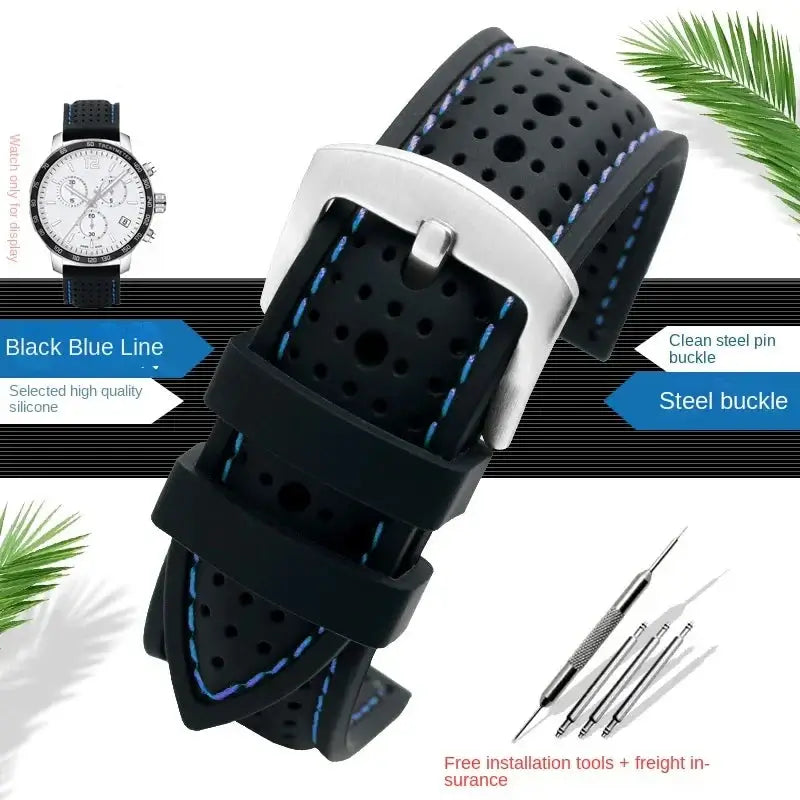 Samsung Galaxy Watch 7, 6, 5, 4 & FE Stitched Perforated Silicone Band