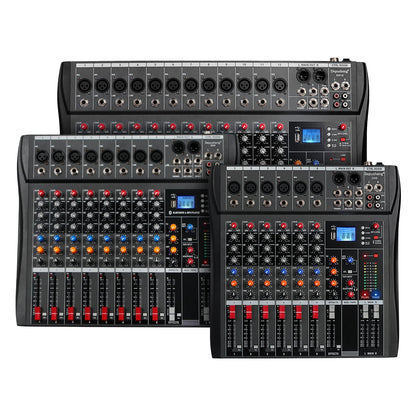 Audio Mixer 6/8/12 Channels Professional DJ Mixer LR Microphone/line