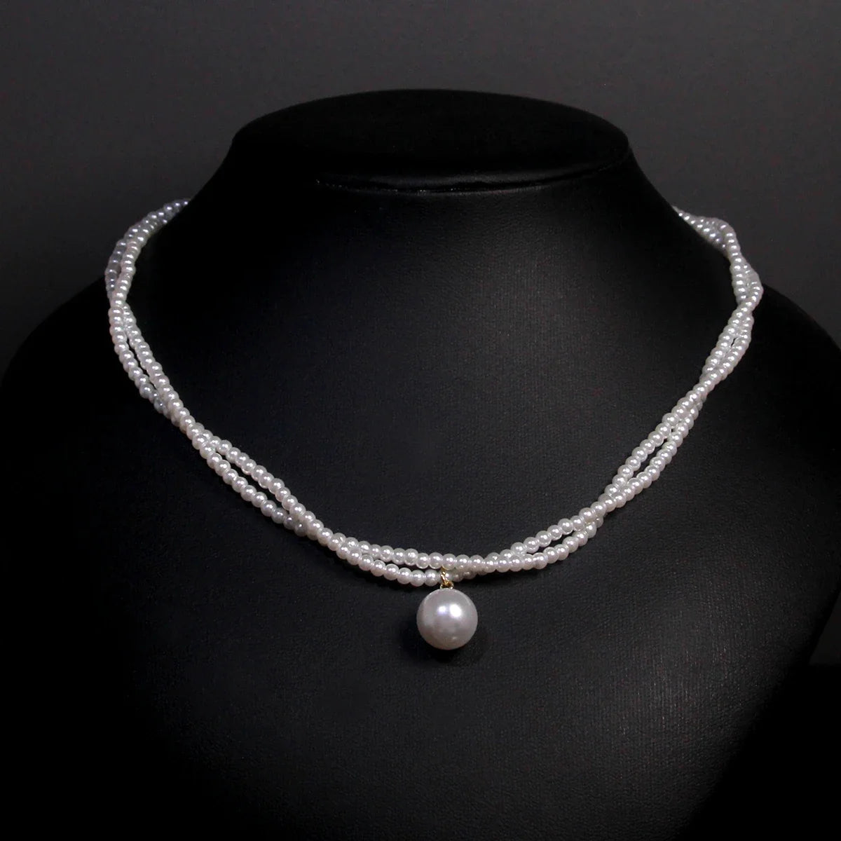 New Women's Fashion Pearl Necklace French Vintage Pearl Necklace Double Lock Bone Chain Collar Jewelry Accessories
