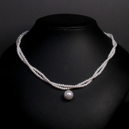 New Women's Fashion Pearl Necklace French Vintage Pearl Necklace Double Lock Bone Chain Collar Jewelry Accessories