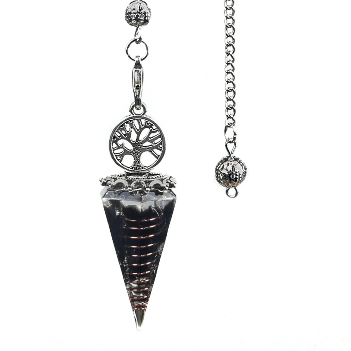20x52mm Natural Stone Pendulum Necklaces Tree of Life Hexagonal Cone Crushed Stone Amethysts Chakra Pendant Jewelry Accessories