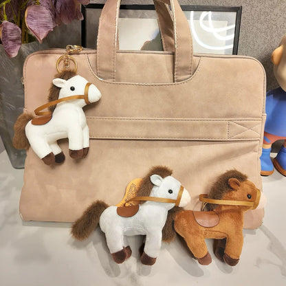 Cute Horse Mini Pendant Keychian Plush Toy Kawaii Lifelike Animal Simulation Stuffed Doll Bag Decor Friend Kid Birthday Gift
