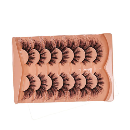 7 Pairs Cat Eye Eyelashes 3D Natural False Lashes 5D Fluffy Soft Cross Manga Lashes Wispy Natural Eyelash Extension Makeup