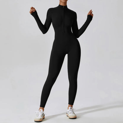 Yoga Jumpsuit Long Sleeved Zipper Rompers