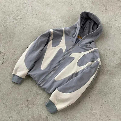 Y2K Devil Print Retro Zip Hoodie