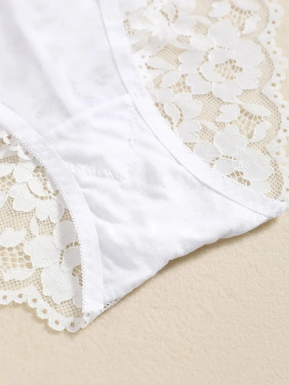 1 Set Elegant Lace Embroidery & Breathable Fabric Lingerie Set: Push-Up Bra, Drop Waist Sheer Panty - Ultimate Valentine's Day