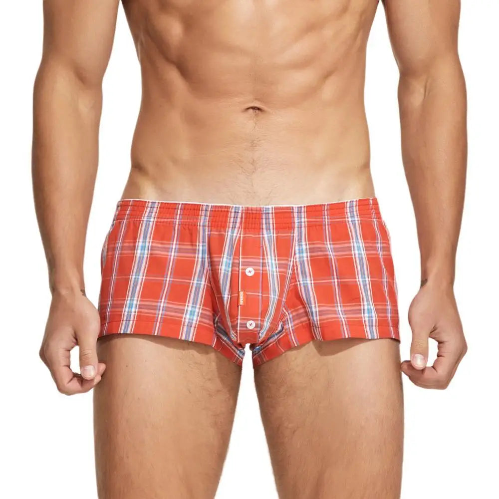 New SEOBEAN Cotton Plaid Boxer Shorts Men's Classic Underwear Men Boxers Loungewear Underpants Sleep Aro Pants Shorts