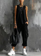 Solid Color Sports Two-piece Set Summer Fashion Sleeveless Top+wide Leg Pants Suit With Pockets Ladies O-neck Streetwear Outfit