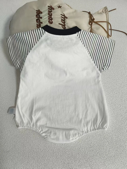 New Summer Newborn Baby Cotton Bodysuit Striped Short Sleeves Onesie 0-2Y Infant Cartoon Baby Boys Girls Jumpsuit
