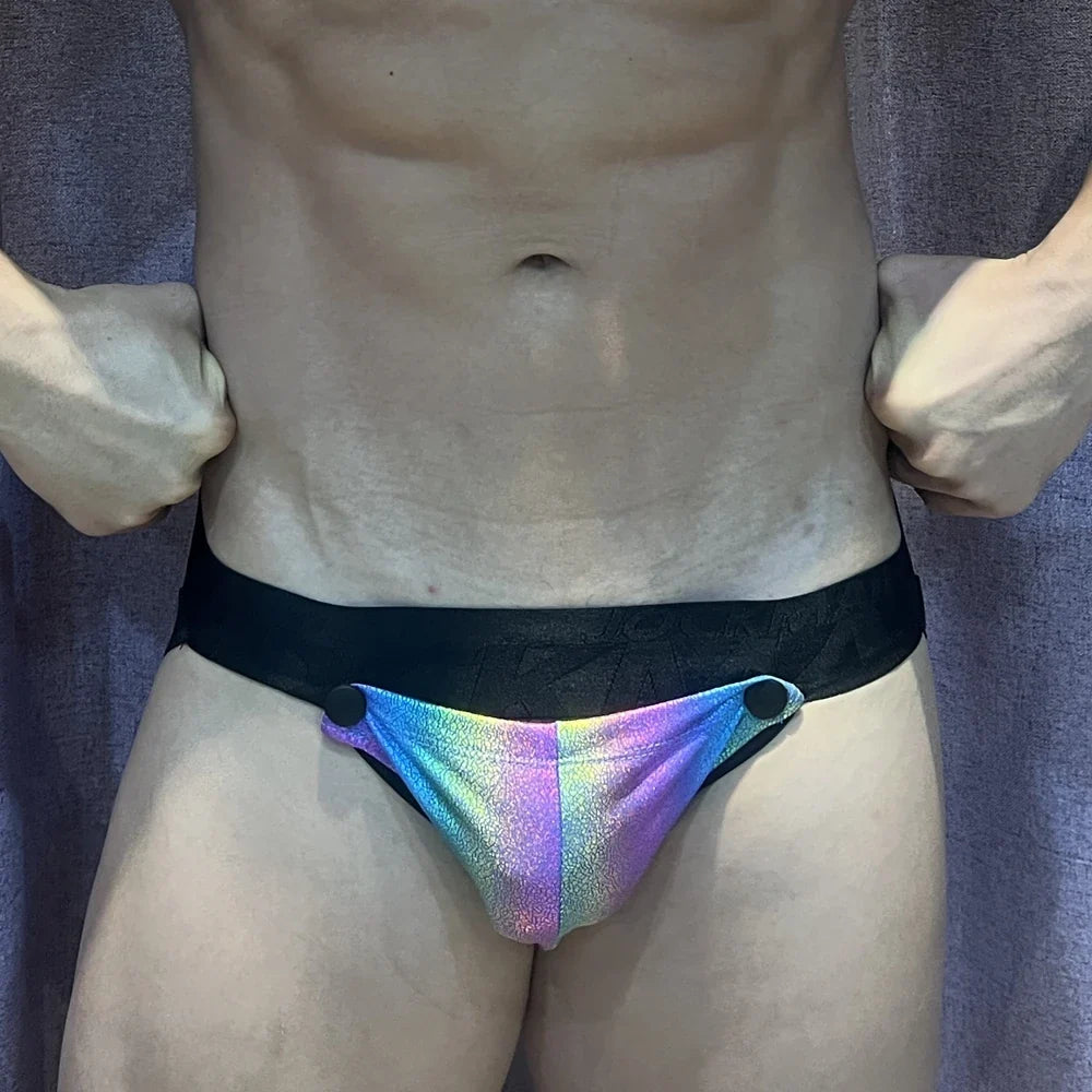 Men's Jockstraps Underwear Jock with Removable Codpiece 'Big Bulge' PU Men Sexy G String Thong Penis Pouch Strap Harness