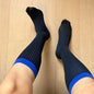 Man Transparent Sexy Stockings Men Ultra-thin Hight Tube Socks Sheer Elastic Striped Business Socks Formal Stockings
