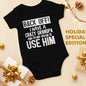 Cute Cotton Baby Bodysuit with "Back Off! I Have A Crazy Grandpa" Print Short Sleeve Baby Girl Boy Jumpsuit Kids Cotton Clothes