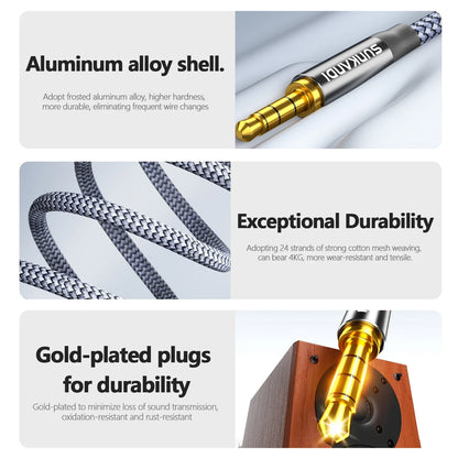 SUNKANDI USB C to Aux 3.5mm Car Audio Cable TRRS Male Headphone Cord HiFi DAC,support Mic , TRRS for iPhone 17,Galaxy S26