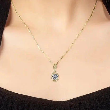 Huitan Women Pendant Necklace Inlaid Shiny Cubic Zirconia Silver Color/Gold Color Wedding Party Daily Trendy Accessories