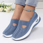 Womens Modern Casual Slip On Sneakers Breathable Knit Upper Lightweight PVC Sole Comfortable Cushioning Shock Absorption Insoles