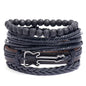 Modyle Multi-layer Gothic Leather Bracelet Set Punk Viantage Wings Charms Handwoven Bracelets for Men Jewelry Gifts