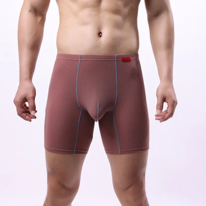 Mens Long Legs Boxer Briefs Breathable Pouch Trunks Casual Underwear Men Stretch Shorts