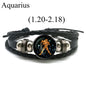 12 Zodiac Signs Leather Bracelet for Men Women Virgo Libra Scorpio Aries Taurus  Braided Rope Bracelets Birthday Gift Wholesale