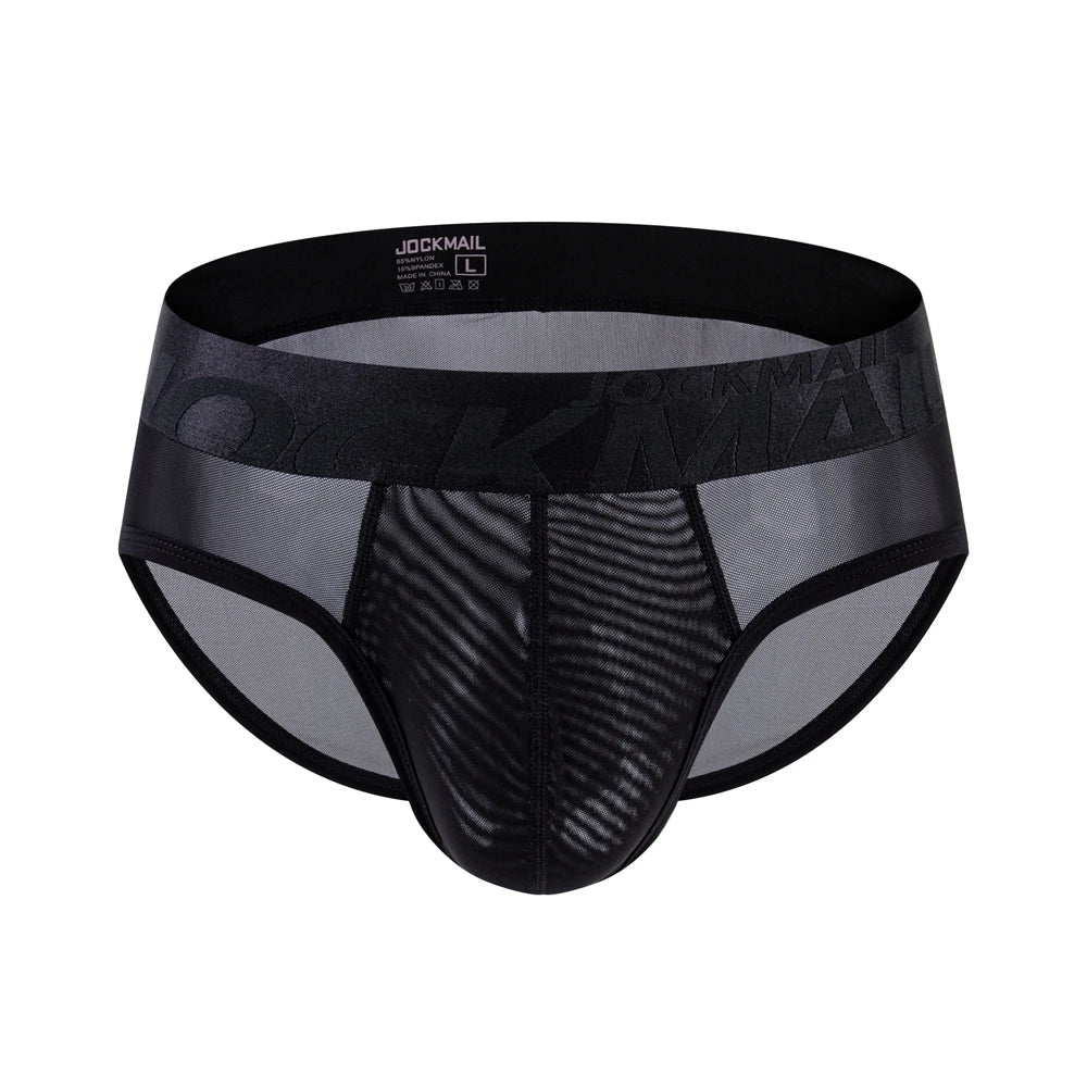 Breathable Mens Slip Bikini Jockstrap Briefs  Mens Panties Sexy Transparent Mesh Ice Silk Men Underwear Sissy Men Underpants