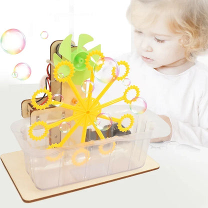 STEM DIY Bubble Machine Kit - Assembling Model for Students, Educational Science Experiment Technology Toy for Children