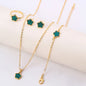Four-Leaf Clover Five-Piece Jewelry Set, Black Gold Light Luxury Necklace, Earrings, Bracelet, Ring Set, Fashionable and Elegant Women's Jewelry, Popular Accessories