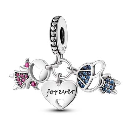 Charms Bead 925 Sterling Silver Pink Butterfly Luminous Firefly Dangle
