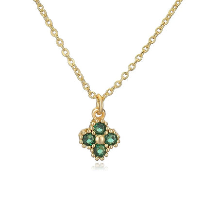 HECHENG, 18K Gold Plated Brass Cubic Zirconia Bijoux Exquisite Flower‑Shaped Women Necklace Dainty Collarbone Chain Jewelry Gift