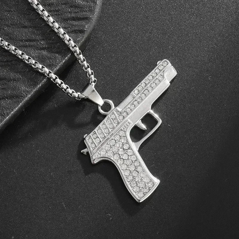Ice Out Zircon Polite Gesture Middle Finger Necklace Men Women Punk Hip Hop Rap Rock Party Jewelry Gift