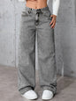 Fashion Solid Color High-Waisted Straight-Leg Jeans Women Loose Pockets Jeans Suitable Daily Casual Jean