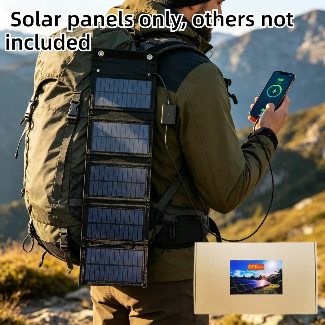 Backpack Pocket Carry Portable Foldable Waterproof Solar Charger 25W 100W Dual USB Travel Emergency Gear For Smartphone Tablet
