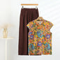 Summer Cotton-silk blend Cheongsam 2 Pcs Set Loose Short Sleeve Frog Closure Tops and Wide leg Pants New Chinese Style Plus size