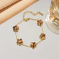 Lucky Five-Leaf Flower 18k Gold Plated Stainless Steel Bracelet Women's Exquisite Five-Pointed Star Luxury Party Jewelry Gift