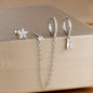 3PCS Set Stainless Steel Crystal CZ Butterfly Ear Stud Earring Gold